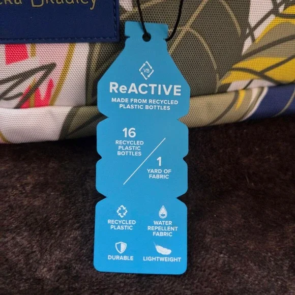 Vera Bradley ReActive Drawstring Family Tote Tropical Floral Blue Green NWT - Picture 3 of 7